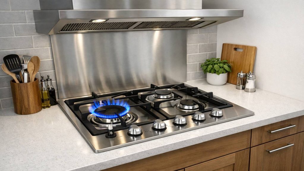 Gas stove safety guide Showing correct installation and ventilation setup